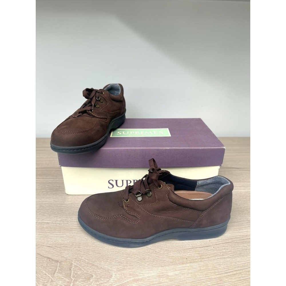 Supremes Soft Spots Brown Womens Leather Suede Comfort Shoes Lace Up 9 W Falcon